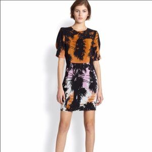 Line & Dot silk palm tree print dress exposed zip